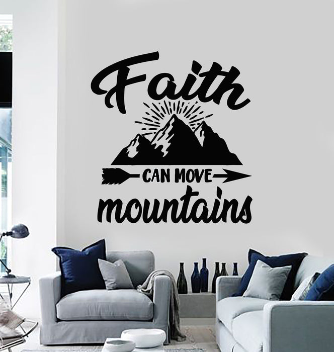 Vinyl Wall Decal Faith Can Move Mountains Motivation Phrase Stickers Mural (g1974)