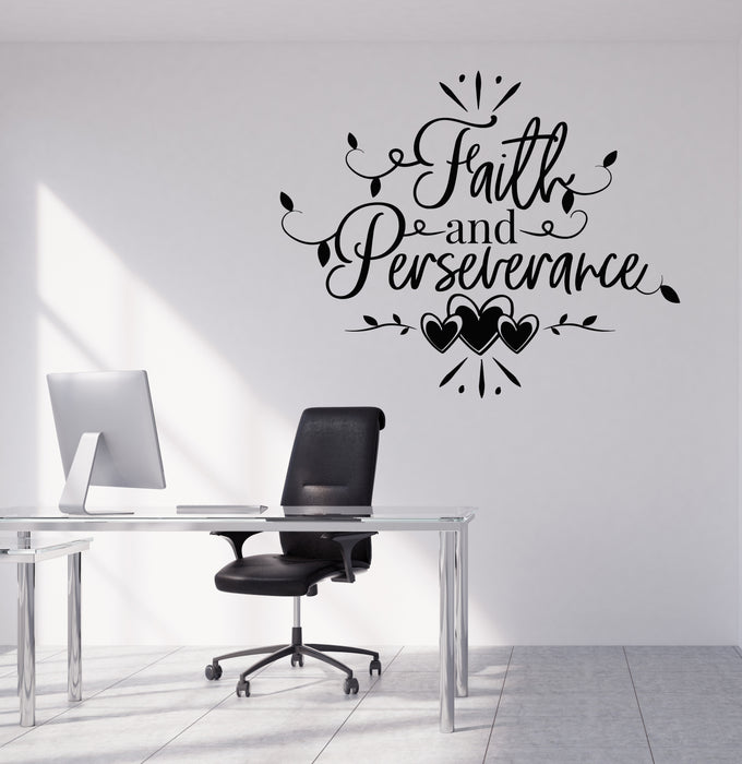 Vinyl Wall Decal Faith And Perseverance Words Lettering Man's Room Stickers Mural (g8157)