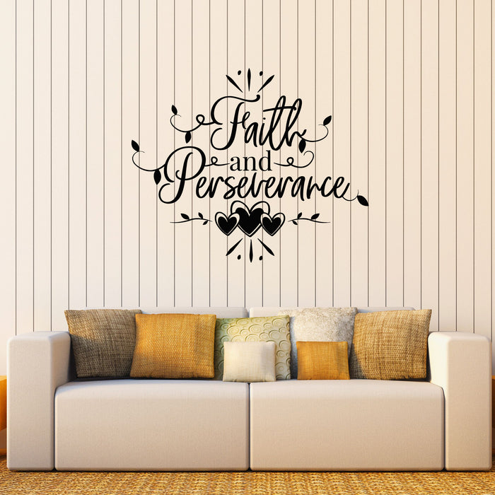 Vinyl Wall Decal Faith And Perseverance Words Lettering Man's Room Stickers Mural (g8157)