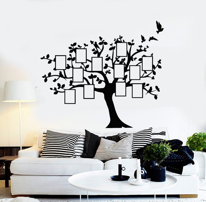 Vinyl Wall Decal Family Tree Branch Genealogical Frames For Photos Stickers Mural (g1142)
