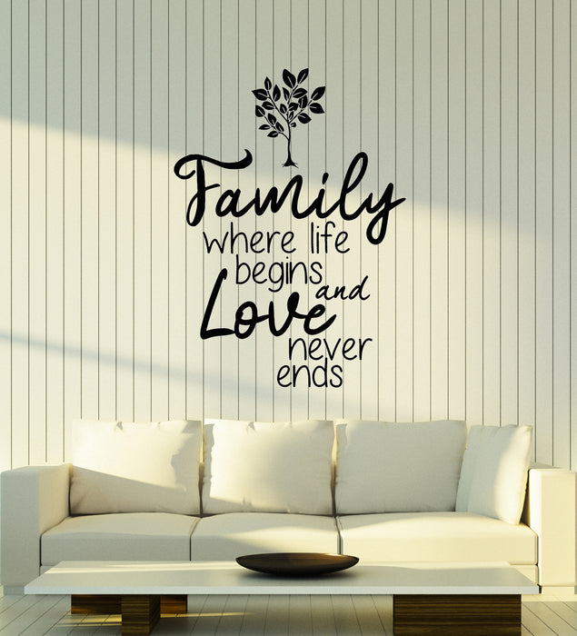 Vinyl Wall Decal Family Love Inspiring Quote Tree Home Decor Stickers Mural (g2536)