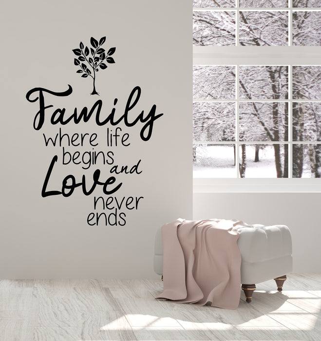 Vinyl Wall Decal Family Love Inspiring Quote Tree Home Decor Stickers Mural (g2536)