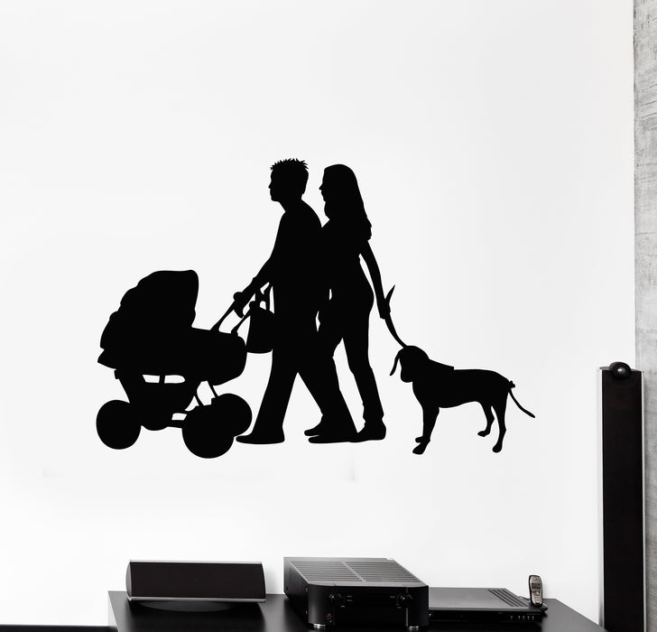Vinyl Wall Decal Mom Dad Family Stroller Baby Dog Home Decor Stickers Mural (g2585)