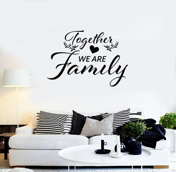 Autocollant mural en vinyle Ensemble, nous sommes une famille, une romance, une maison, une chambre, des autocollants muraux (g3715)