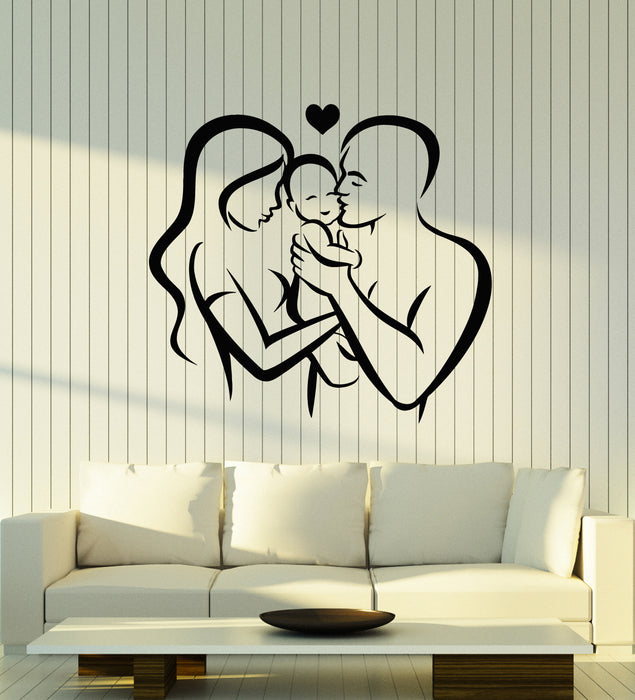 Vinyl Wall Decal Love Heart Family Care Mom Dad Baby Parents  Stickers Mural (g4809)