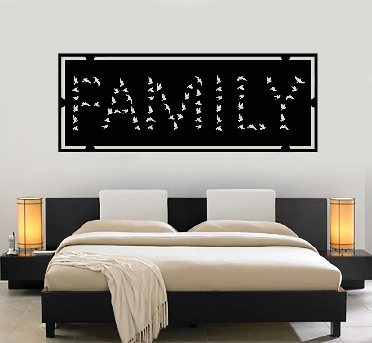 Vinyl Wall Decal Family Lettering Birds Patterns Pigeons Home Interior ...