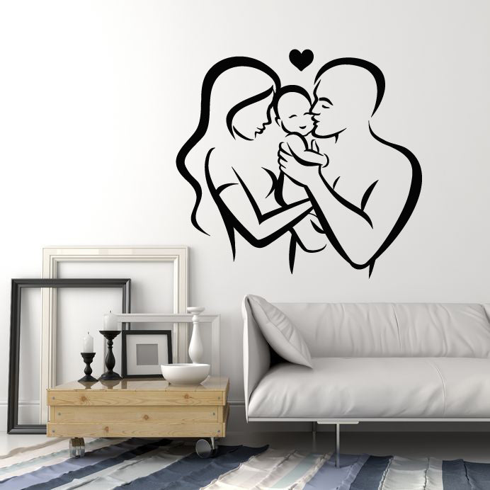 Vinyl Wall Decal Love Heart Family Care Mom Dad Baby Parents  Stickers Mural (g4809)