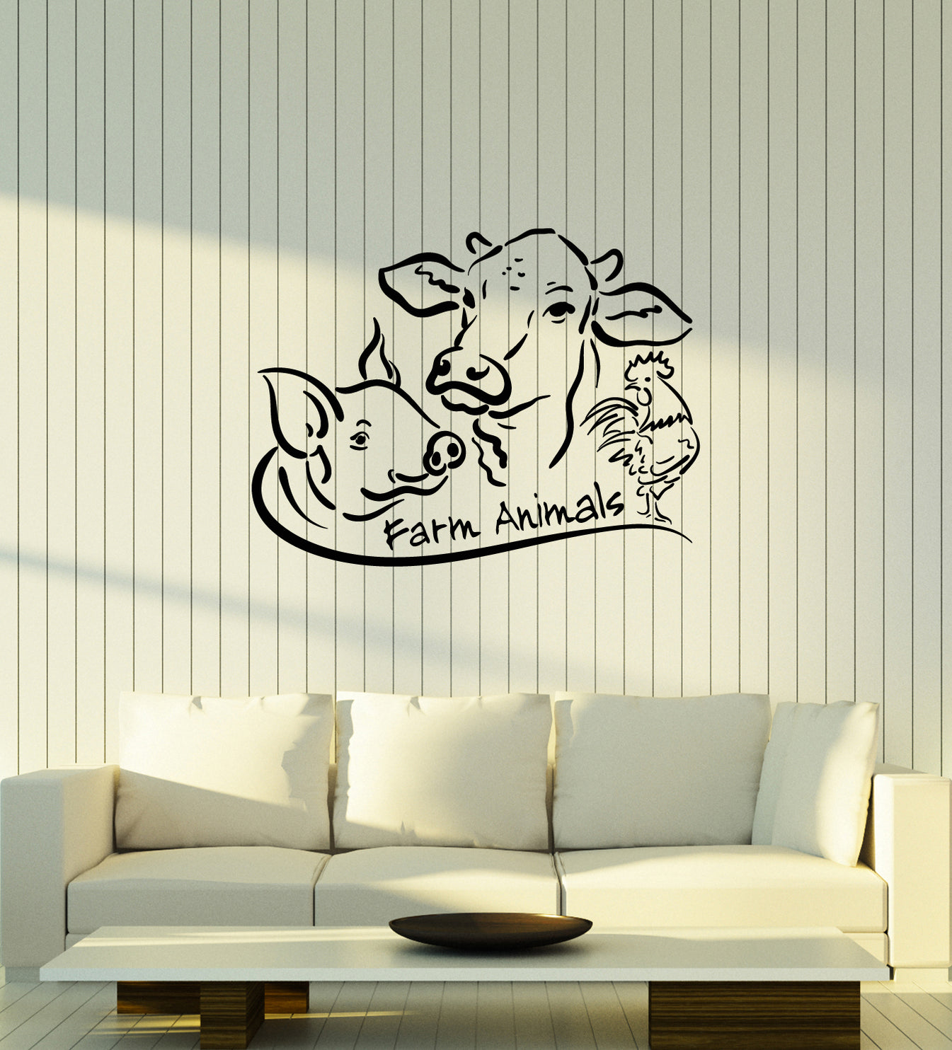 Vinyl Wall Decal Farm Animals Cow Pig Cock Farmer Meat Stickers Mural ...