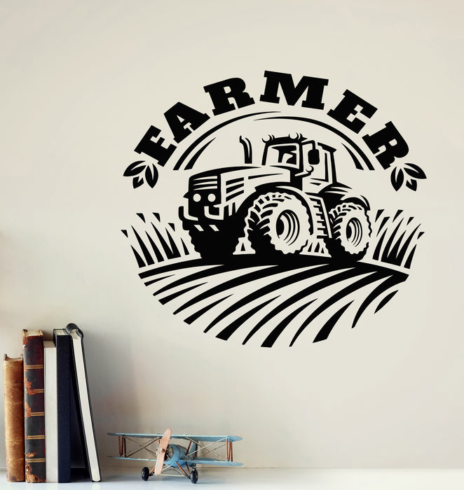 Vinyl Wall Decal Village Farm Life Tractor Farmers Land Cultivation Stickers Mural (g7756)
