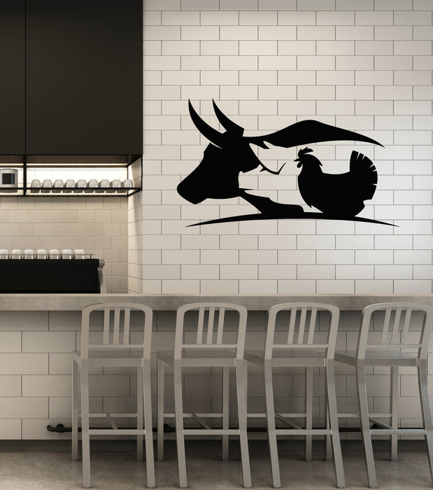 Vinyl Wall Decal Farm Animals Village Cow Pig Chicken Butcher Stickers Mural (g4606)