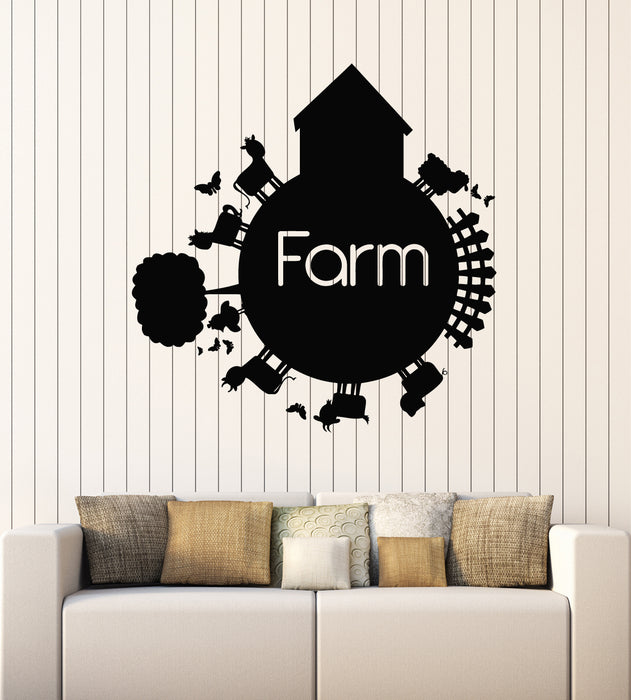 Vinyl Wall Decal Farmers Land Farm Product Village Animals Stickers Mural (g7834)