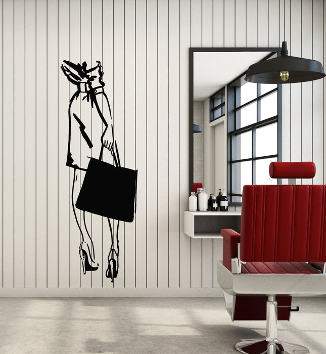 Vinyl Wall Decal Sale Fashion Style Shopping Girl Bag Shopstore Stickers Mural (g1311)
