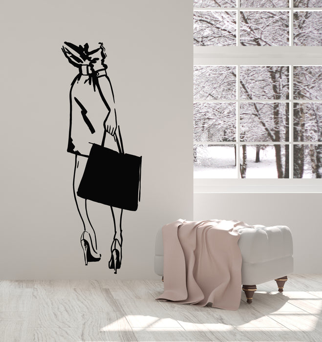 Vinyl Wall Decal Sale Fashion Style Shopping Girl Bag Shopstore Stickers Mural (g1311)