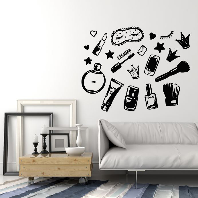 Vinyl Wall Decal Cosmetics Beauty Products Makeup Fashion Stickers Mural (g4376)