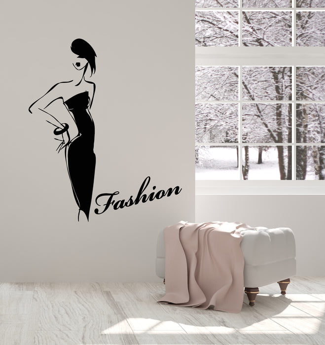 Vinyl Wall Decal Beautiful Style Fashion Girl Figure Model Shopping Stickers Mural (g3410)