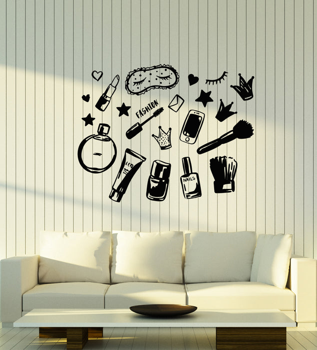 Vinyl Wall Decal Cosmetics Beauty Products Makeup Fashion Stickers Mural (g4376)