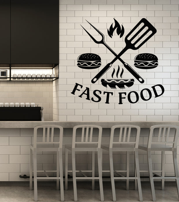 Vinyl Wall Decal Hamburger Rapid Delicious Food Restaurant Stickers Mural (g2639)