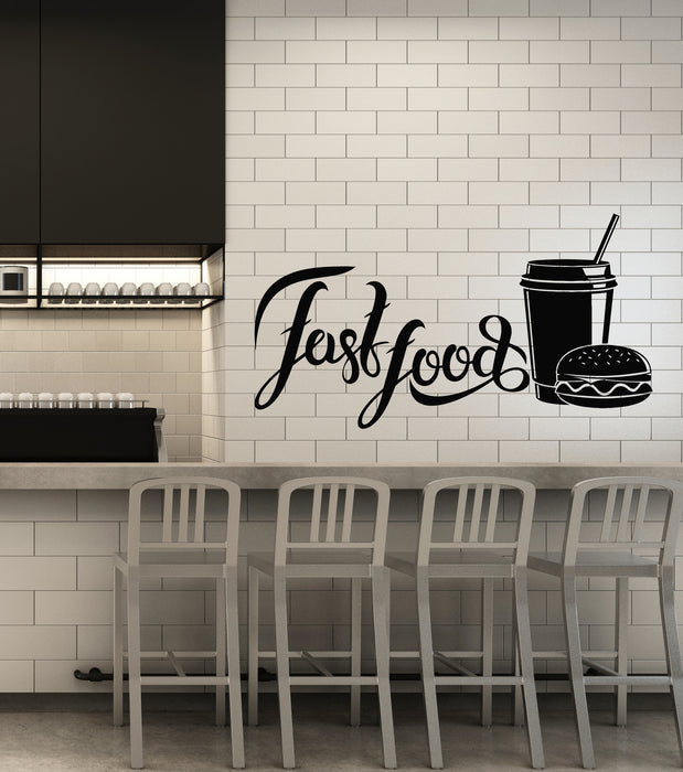 Vinyl Wall Decal Fast Food Restaurant Cafe Burger Soda Drink Stickers Mural (g2665)