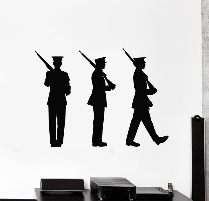 Vinyl Wall Decal Patriotic Art Silhouette American Soldiers Military Decor Stickers Mural (g526)