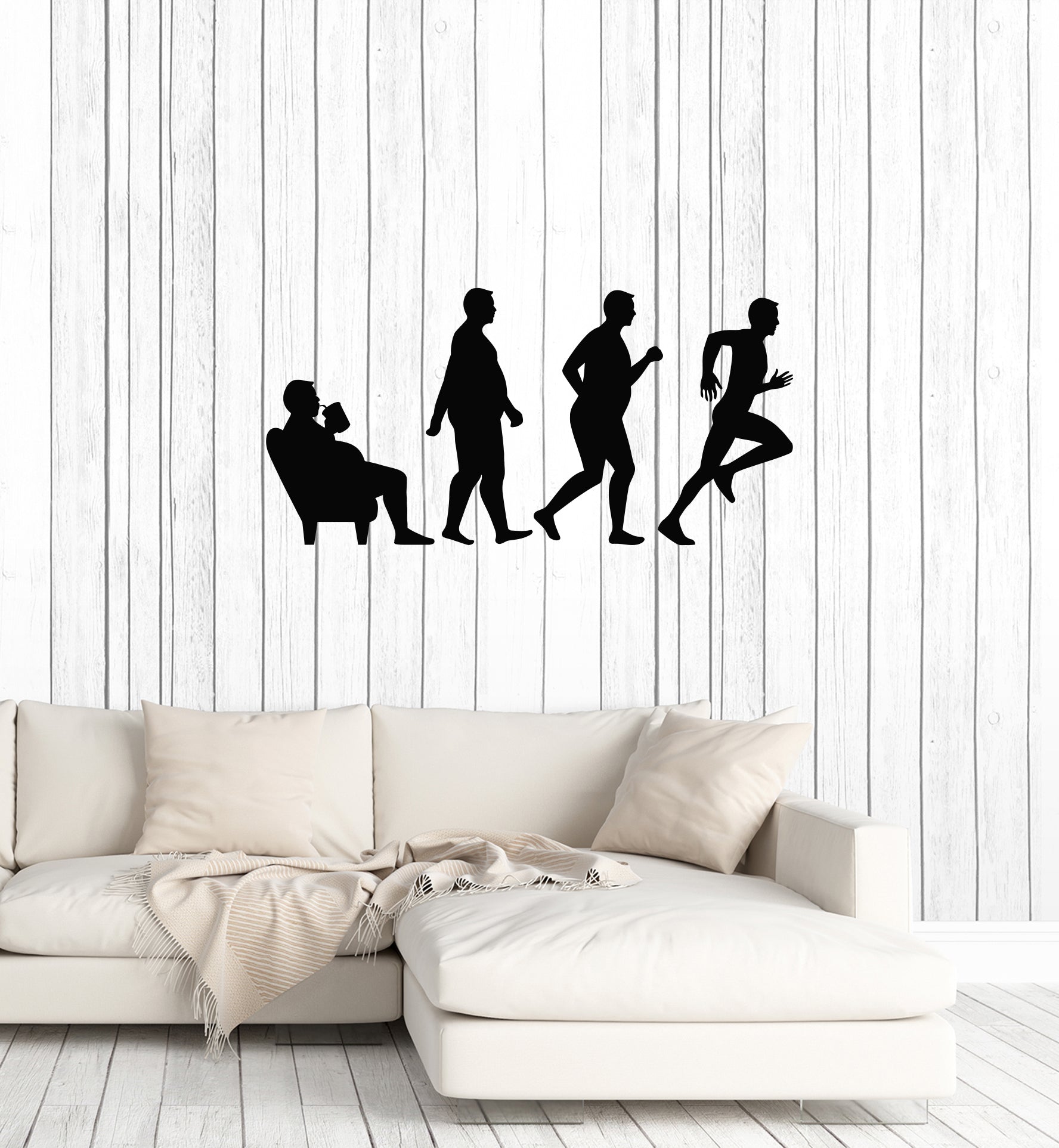 Vinyl Wall Decal Fat Man Evolution Home Gym Running Motivation Sports ...