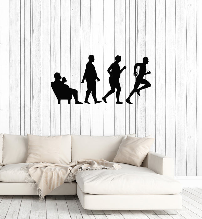 Vinyl Wall Decal Fat Man Evolution Home Gym Running Motivation Sports Stickers Mural (ig6018)