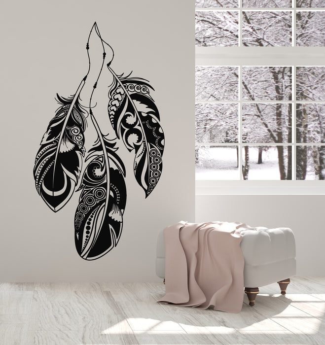 Vinyl Wall Decal Feathers Bedroom Art Dreamcatcher Ethnic Style Stickers Mural (g5177)