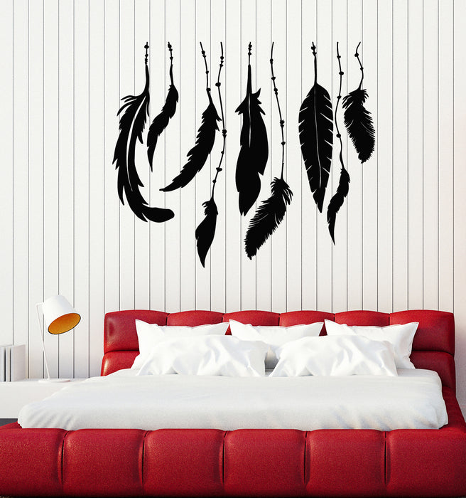 Vinyl Wall Decal Bedroom Art Bird's Feathers Ethnic Decor Stickers Mural (g3315)