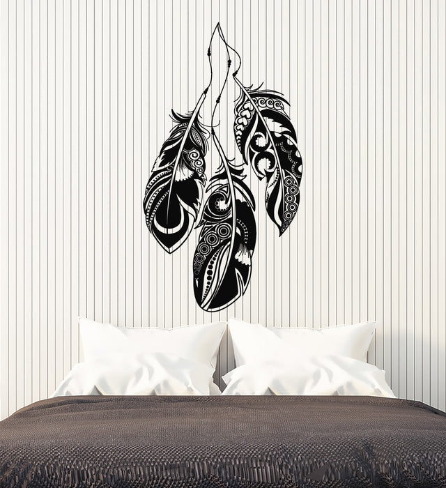 Vinyl Wall Decal Feathers Bedroom Art Dreamcatcher Ethnic Style Stickers Mural (g5177)