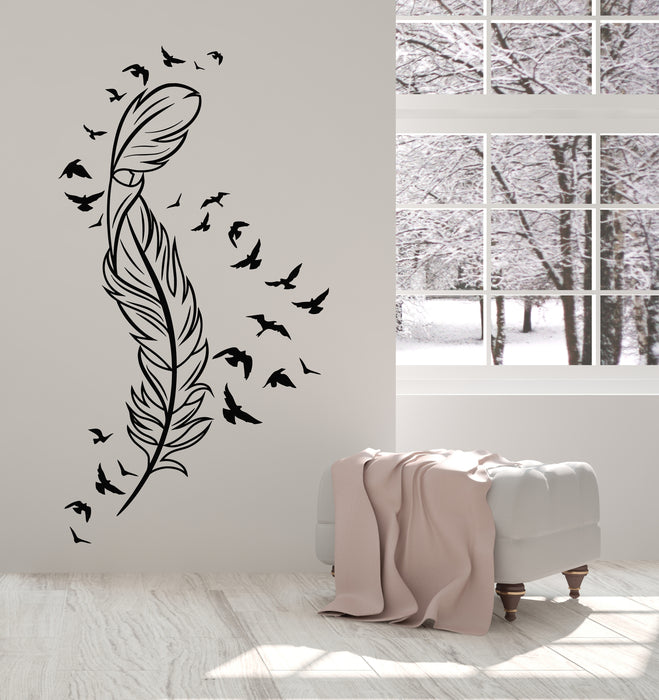 Vinyl Wall Decal Feather Flying Birds Freedom Bedroom Interior Stickers Mural (g3019)