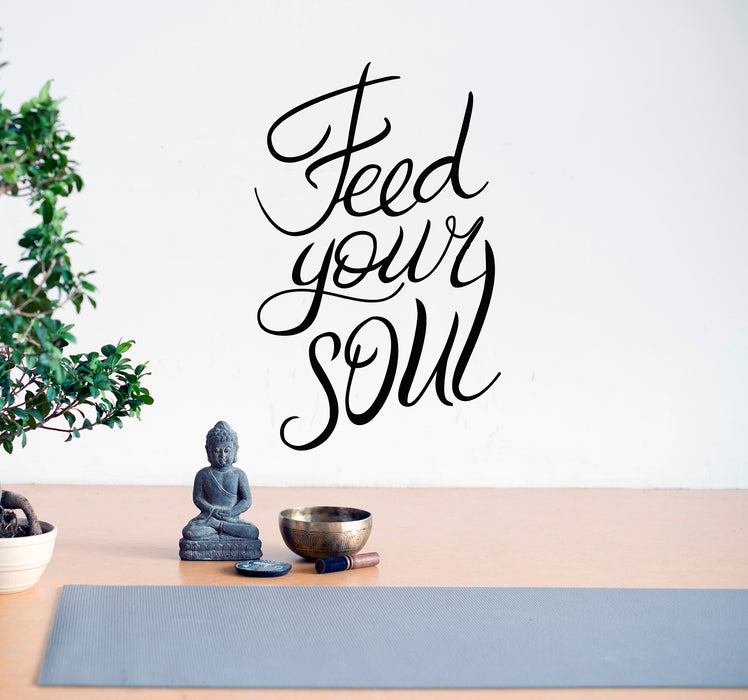 Autocollant mural en vinyle avec citation de motivation Nourrissez votre âme Mots Phrase Autocollants Mural 22,5 po x 14 po gz118