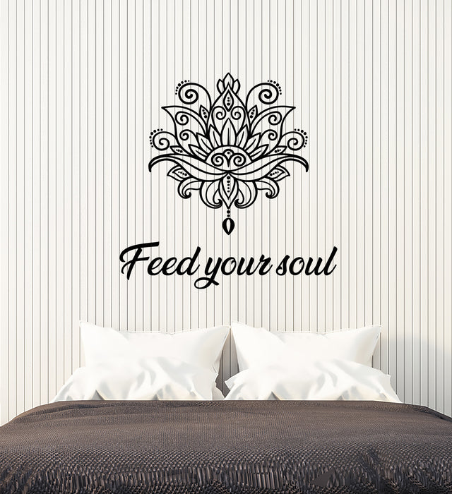 Vinyl Wall Decal Inspiring Quote Feed Your Soul Words Phrase Stickers Mural (g4246)