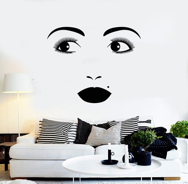 Vinyl Wall Decal Woman Face Sexy Lips Eyelashes Eyes Beauty Salon Stickers Mural (g1420)