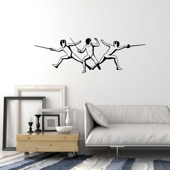 Виниловые наклейки на стену фехтовальщики с фольгой фехтование школьный декор спортивные наклейки фреска (ig5483)