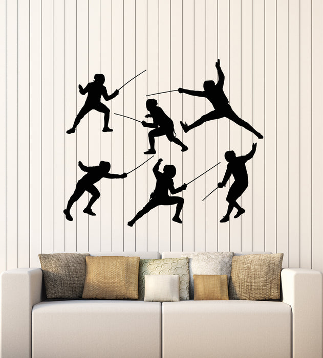 Vinyl Wall Decal Fencing Sports Scramble Combat  Swords Stickers Mural (g5878)