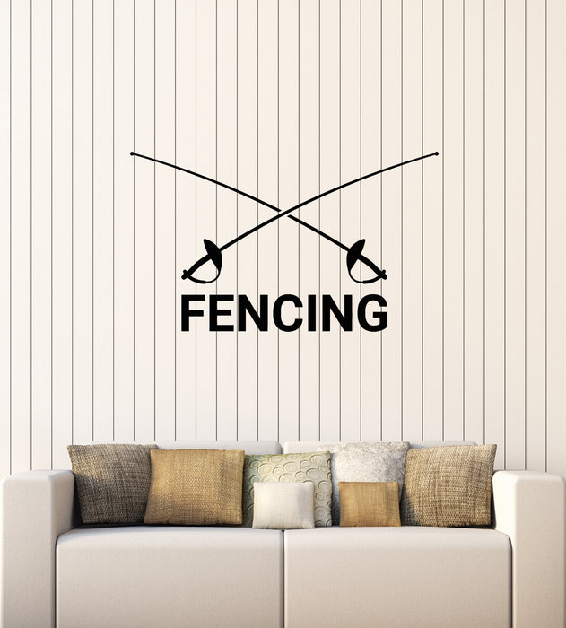 Vinyl Wall Decal Fencing School Decor Sport  Scramble Combat Swords Stickers Mural (g6078)