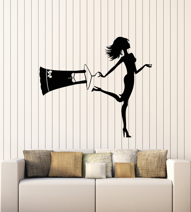 Vinyl Wall Decal Happy Girl Shopping Bags Fashion Decor Stickers Mural (g6265)