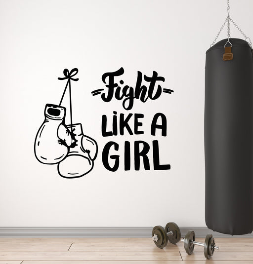 Vinyl Wall Decal Boxing Glove Gym True Training Phrase Stickers Mural  (g3567)