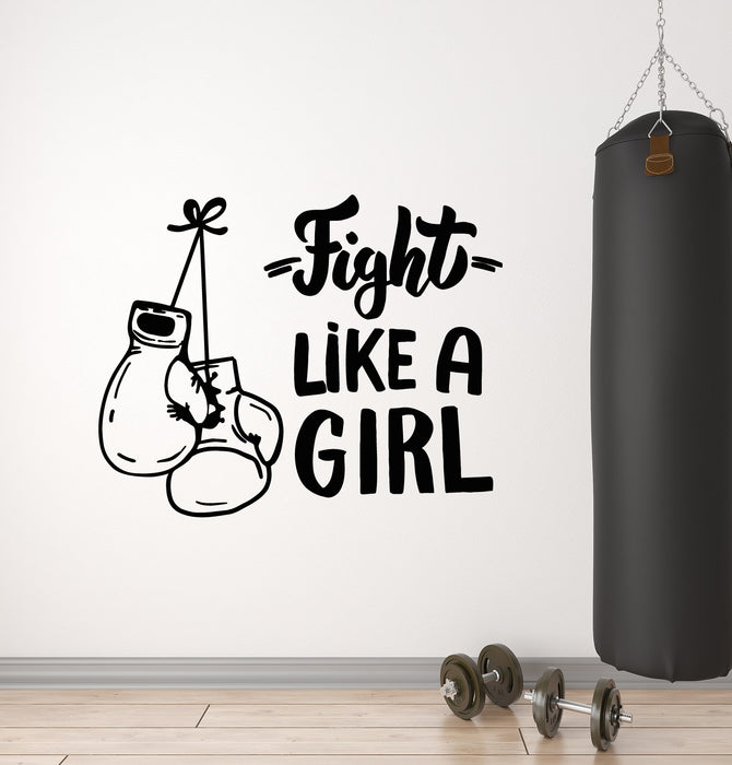 Vinyl Wall Decal Gloves Boxing Sports Gym Fight Club Words Stickers Mural (g2431)