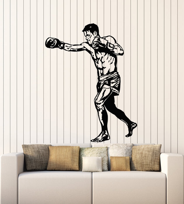 Vinyl Wall Decal Gym Sports Man Boxer Fight Club Fighter Stickers Mural (g2467)