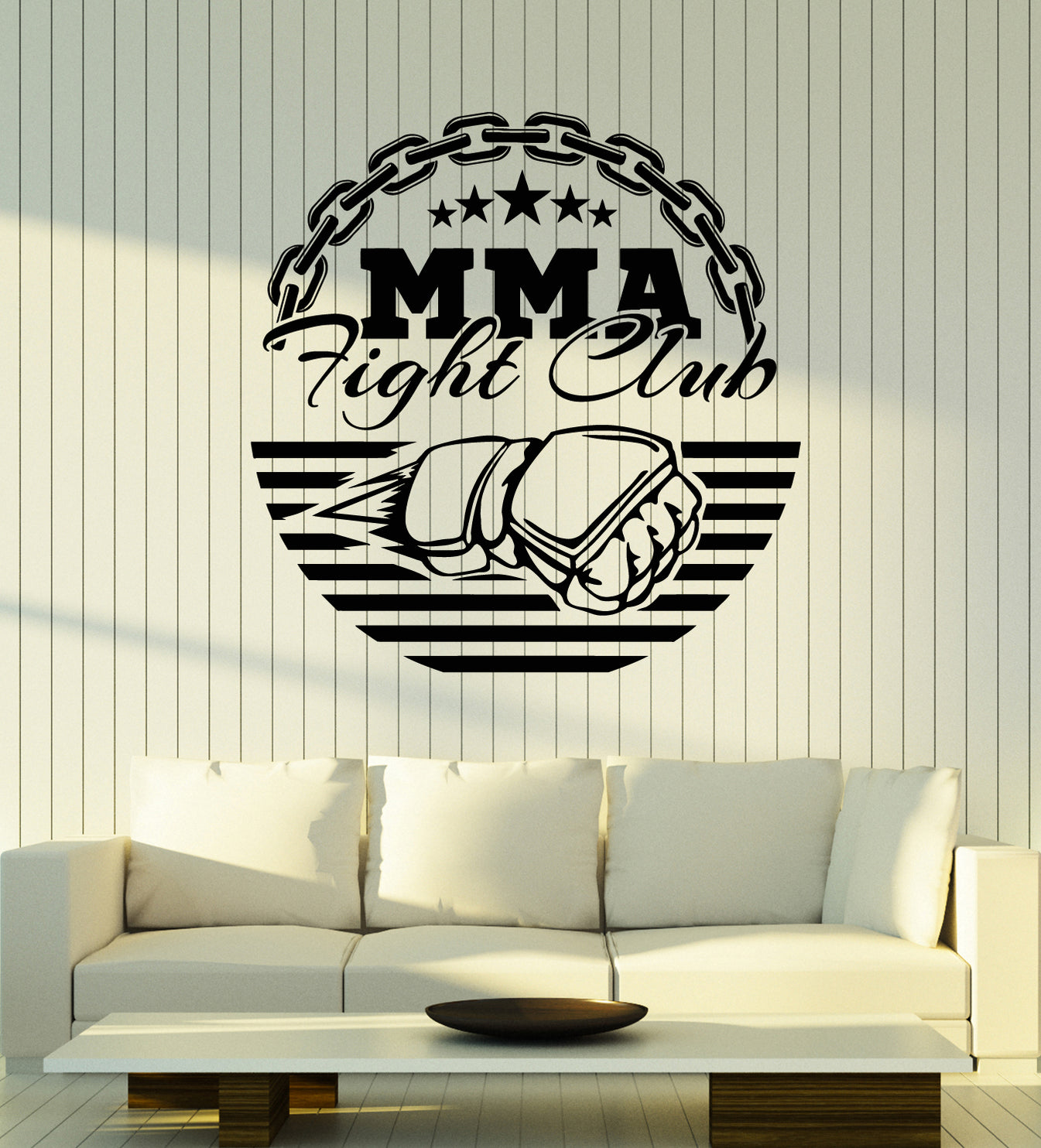 Vinyl Wall Decal Boxing Fight Club MMA Fighters Gym Men's Sports Stick ...