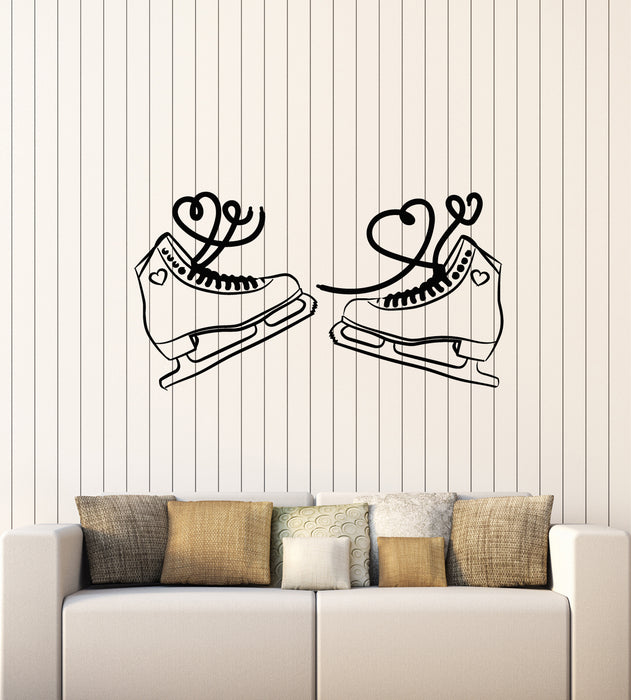 Vinyl Wall Decal Ice Skates Figure Heart Romance Sports Stickers Mural (g1514)