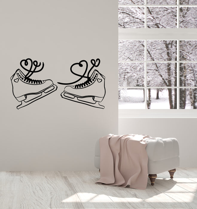 Виниловые наклейки на стену коньки фигурка сердце романтика спортивные наклейки фреска (g1514)