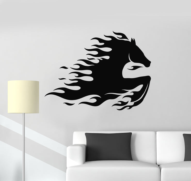 Vinyl Wall Decal Wild Animal Galloping Mustang Flame Fantastic Horse Stickers Mural (g2173)