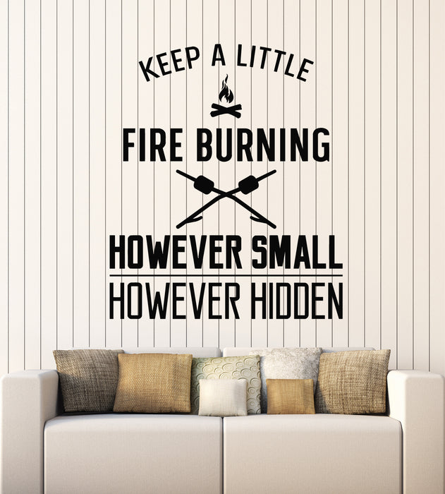 Vinyl Wall Decal Camp Camping Inspirational Quote Phrase Fire Burning Stickers Mural (g2944)