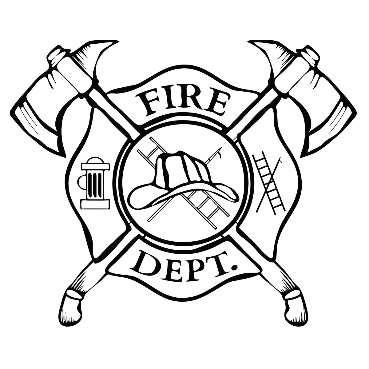 Vinyl Wall Decal Fire Department Emblem Shield Firefighter Stickers Un ...