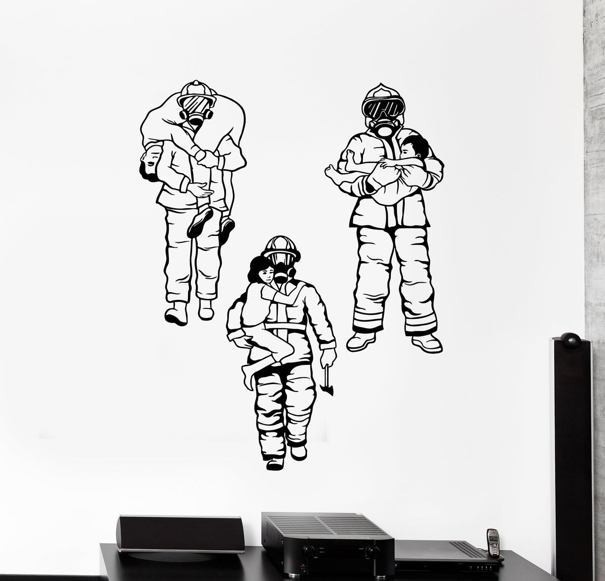 People On Fire Sticker Vinyl Wall Decal Fire Department Children People Rescuers Stickers Mur ...