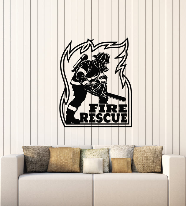 Vinyl Wall Decal  Emblem Fire Dept Firefighter Rescue Team Stickers Mural (g4432)