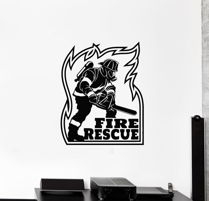 Vinyl Wall Decal  Emblem Fire Dept Firefighter Rescue Team Stickers Mural (g4432)