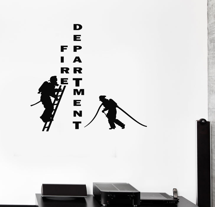 Vinyl Wall Decal Logo Fire Department Decor Firefighters Stickers Mural (g4016)