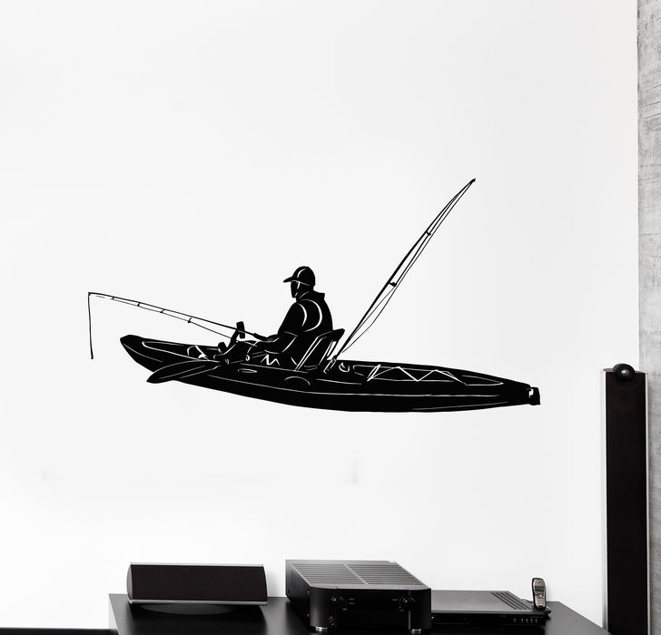 Vinyl Wall Decal Fish Rod Fisher Boat Sport Hobby Man Decor Stickers Mural (g3212)